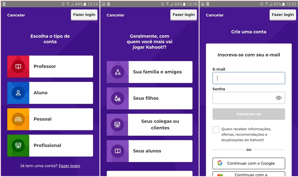 Telas de personalização da conta, seja para fins educacionais, empresariais, entre outros (Imagem: Fabrício Calixto/Canaltech)