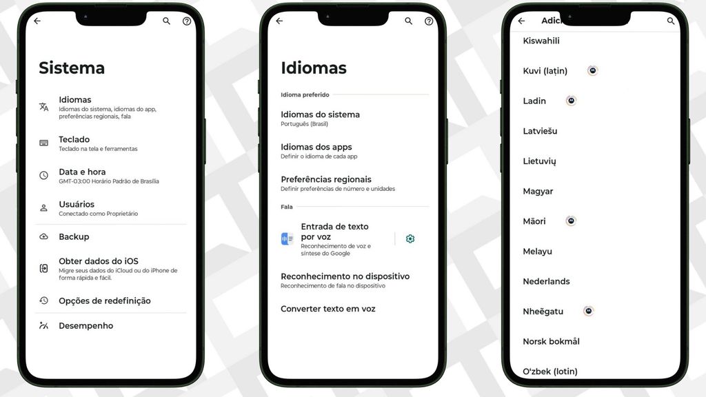 CAPTURA DE TELA PASSO A PASSO ESCOLHER IDIOMAS