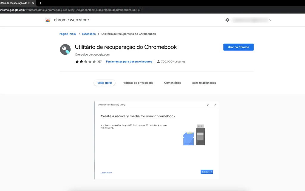 Instale a extensão do Chromebook no Google Chrome (Imagem: Thiago Furquim)