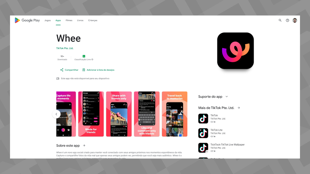 Whee surge na Play Store (Imagem: Captura de tela/Bruno De Blasi/Canaltech)