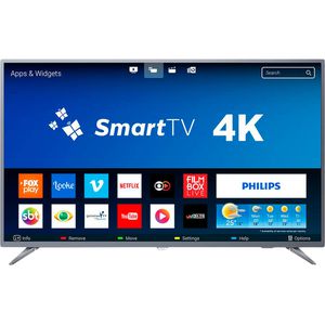 Smart TV LED 55" Philips 55PUG6513/78 Ultra HD 4k com Conversor Digital 3 HDMI 2 USB Wi-Fi 60hz - Prata [Cashback]