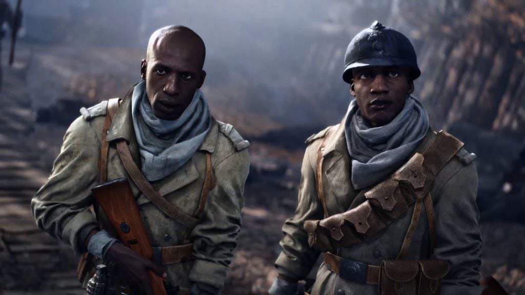 Deme (direita) é o protagonista da mais emocionante e precisa história da campanha de Battlefield V