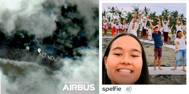 Na esquerda a primeira spelfie tirada pelo projeto e, à direita, uma selfie de verdade tirada pelas pessoas que participaram da spelfie (Imagem: Spelfie)