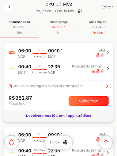 Encontre passagens de avião com cashback (Imagem: André Magalhães/Captura de tela)