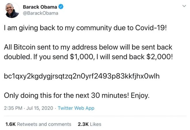 Barack Obama foi uma das vítimas do ataque hacker ao Twitter (Imagem: Barack Obama/ Twitter/ Divulgação)