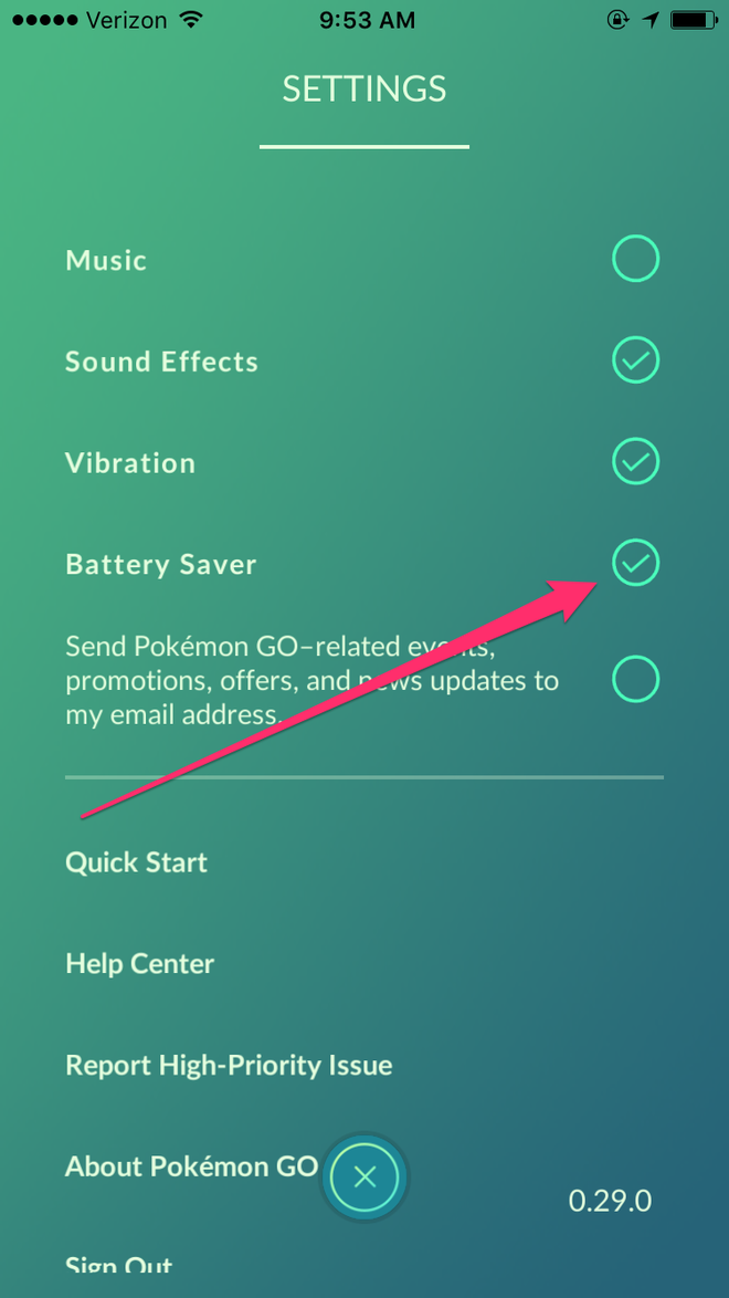 Função para economizar bateria em Pokémon GO