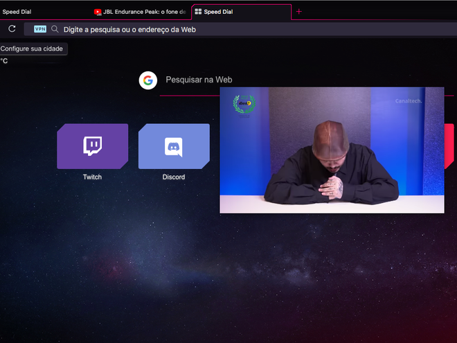 Exemplo do picture-in-picture do Opera GX (Imagem: André Magalhães/Captura de tela)