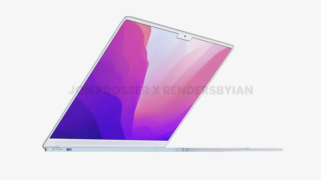 Contrariando expectativas, novo MacBook Air não chegará com opções coloridas, mas deve apostar em design mais fino com entalhe na tela (Imagem: Reprodução/FrontPageTech)