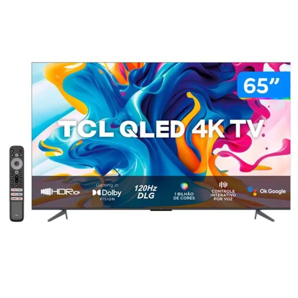 Smart TV 65” 4K Ultra HD QLED TCL 65C645 - Wi-Fi Bluetooth Google Assistente | CUPOM