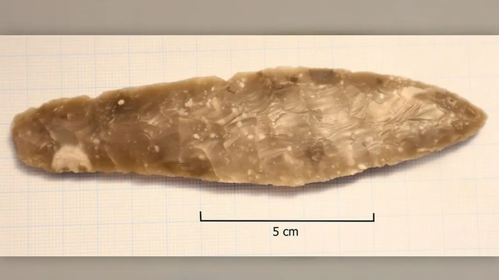 A adaga de sílex, com 12 centímetros de comprimento, veio provavelmente da Dinamarca, já que o material não ocorre naturalmente na Noruega (Imagem: Vestland County Municipality)