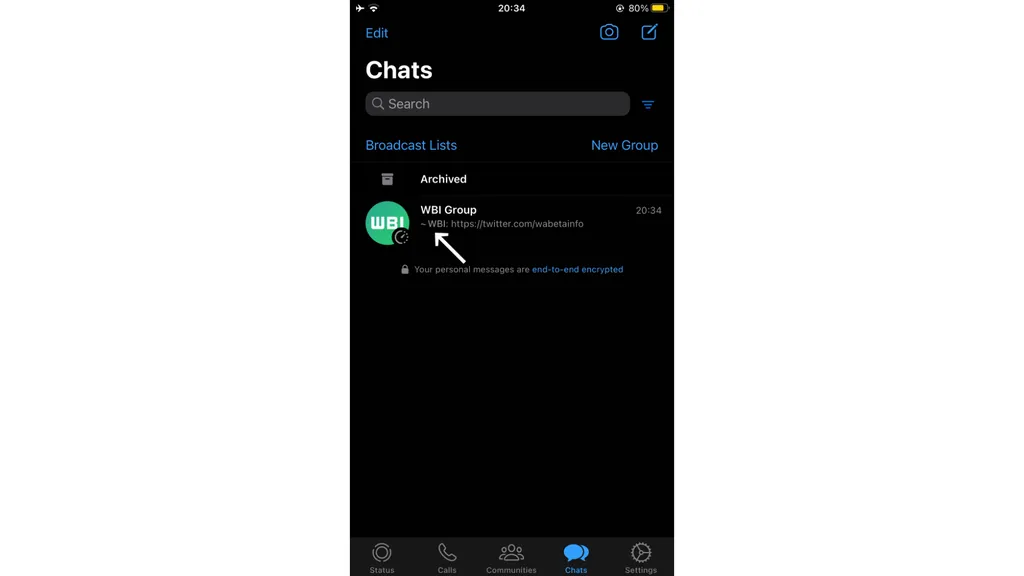 Na versão mais recente do WhatsApp Beta, é o nome de usuário que é exibido na prévia de uma conversa em grupo (Imagem: Reprodução/WABetaInfo)
