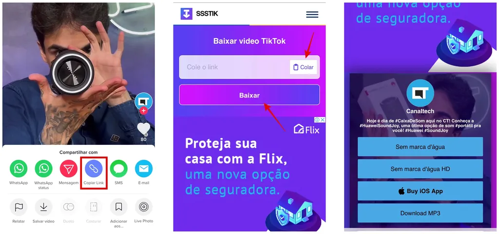 Use o SSSTik para baixar vídeos sem marca d'água (Imagem: Captura de tela/Canaltech)