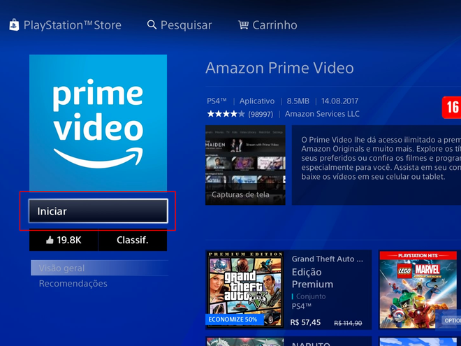 Abra o aplicativo do Amazon Prime Video (Imagem: André Magalhães/Captura de tela)