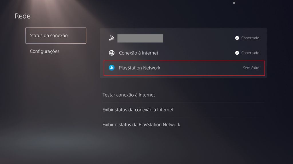 Página de conexão do PlayStation 5 (Imagem: Captura de Tela/Canaltech)