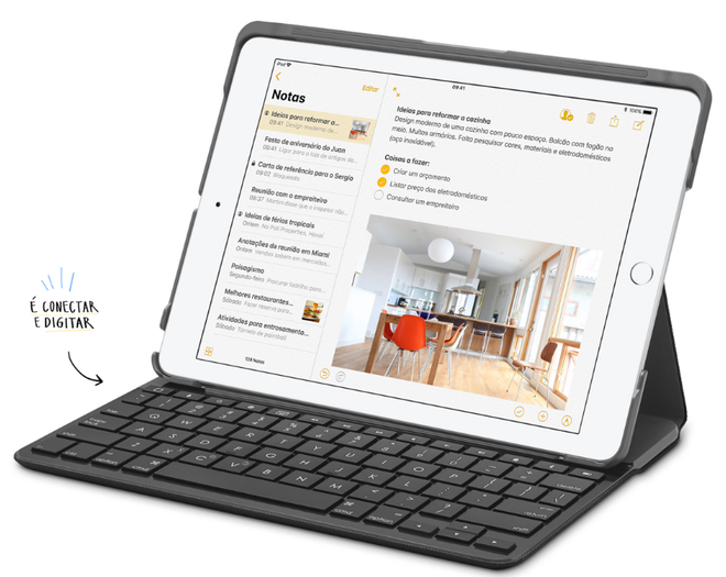 O novo iPad se conecta com teclados via Bluetooth para maior comodidade (Foto: Divulgação / Apple)