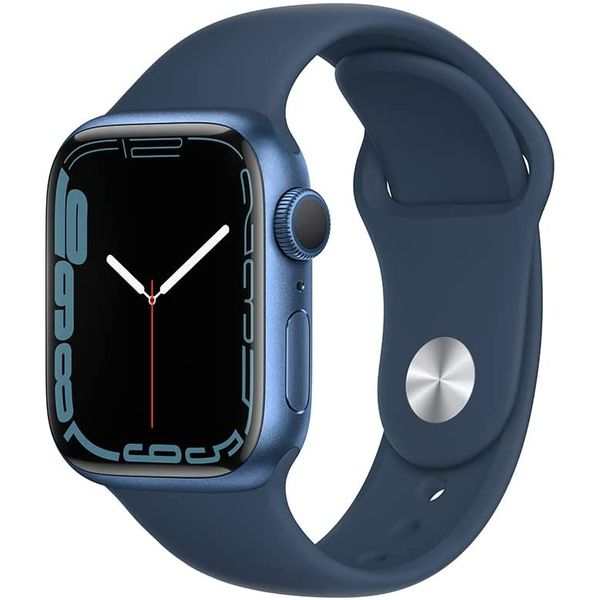 Apple Watch Series 7 GPS, Caixa em alumínio azul de 41 mm com Pulseira esportiva azul abissal