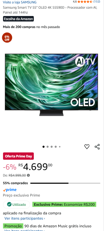 PARCELADO | Samsung Smart TV 55" OLED 4K - Processador com AI, Painel ...