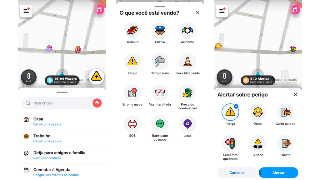 Waze tem novo visual na tela de relatar incidente, mas com menos opções (Imagem: Captura de tela/Bruno de Blasi/Canaltech)