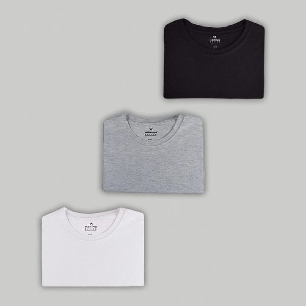 Kit com 3 Camisetas Femininas Básicas Hering - Multicolorido | CUPOM