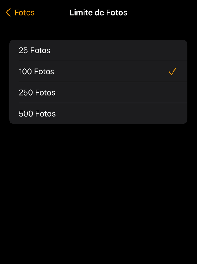 Determine o limite de armazenamento de fotos no Apple Watch - Captura de tela: Thiago Furquim (Canaltech)
