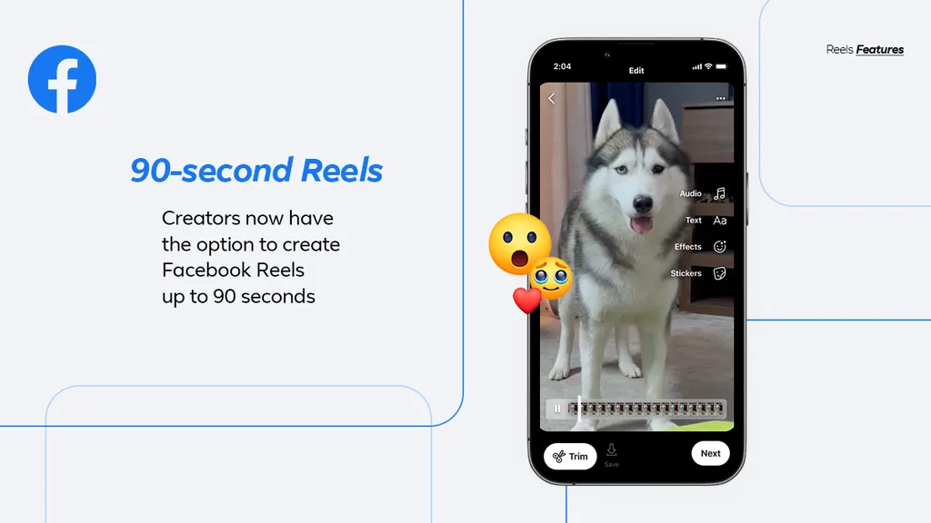 Os Reels de 90 segundos devem dar mais possibilidades de conteúdo para o Facebook (Imagem: Divulgação/Meta)