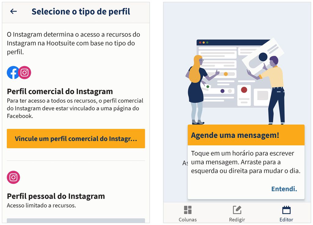 Hootsuite pode ser usado para agendar publicações no Instagram (Captura de tela: André Magalhães)