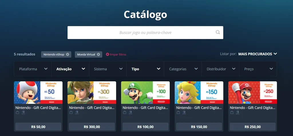 Confira os novos anúncios da Nintendo! - Gift Card Digital R$50 a