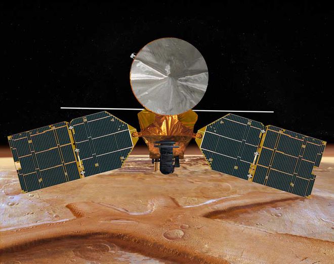 A MRO é uma das sondas que auxilia na comunicação em Marte (Imagem: Reprodução/NASA)