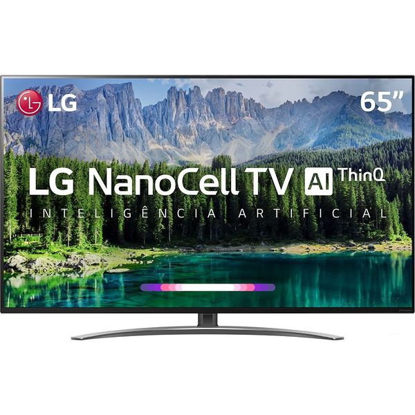 Smart TV LED 65'' LG 65SM8600 Ultra HD 4K Nanocell com Conversor Digital 4 HDMI 3 USB Wi-Fi Thinq Ai - Preta Controle Smart Magic