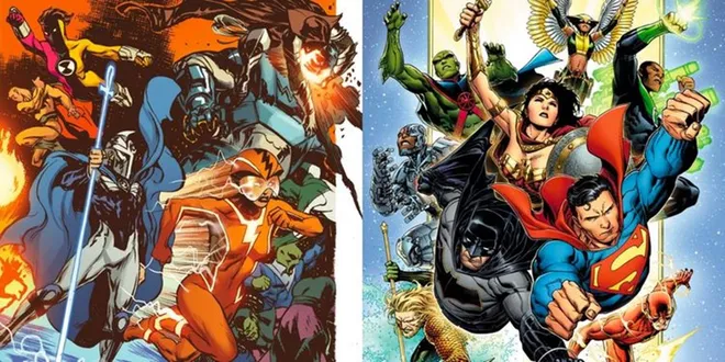 Grande Sociedade, da Marvel Comics, e Liga da Justiça, da DC Comics (Imagem: Reprodução/Marvel Comics/DC Comics)