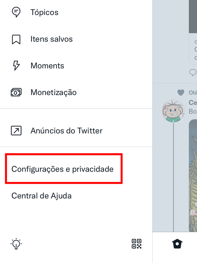 Clique em "Configurações e privacidade". Captura de tela: Lucas Wetten (Canaltech)