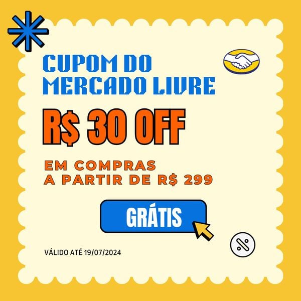 Cupom Mercado Livre: R$ 30 OFF em compras a partir de R$ 299