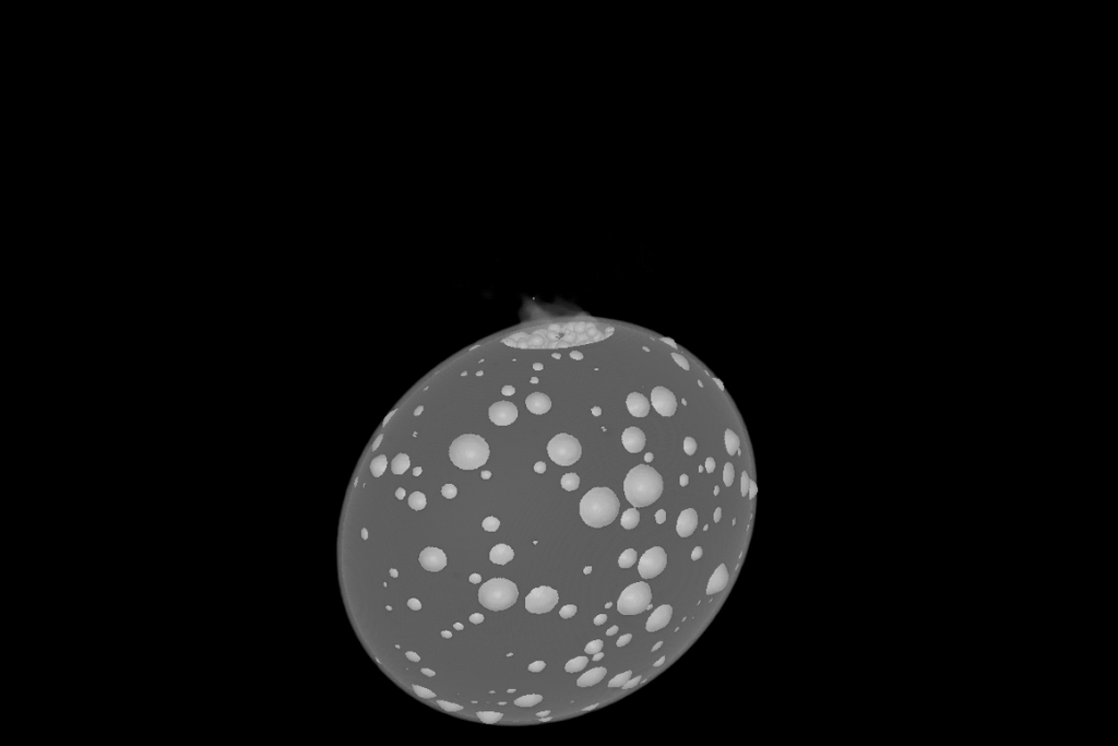 Simulação dos primeiros 30 minutos do asteroide Dimorphos após a colisão da DART (Imagem: Reprodução/S. D. Raducan (UNIBE)