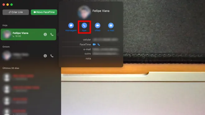 Você pode fazer chamadas de voz através do FaceTime (Captura de tela: Canaltech/Bruno Salutes)