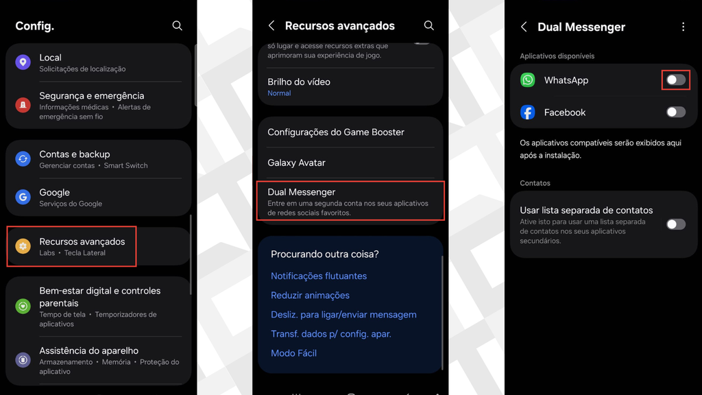 Passos para criar um aplicativo gêmeo do WhatsApp no Samsung