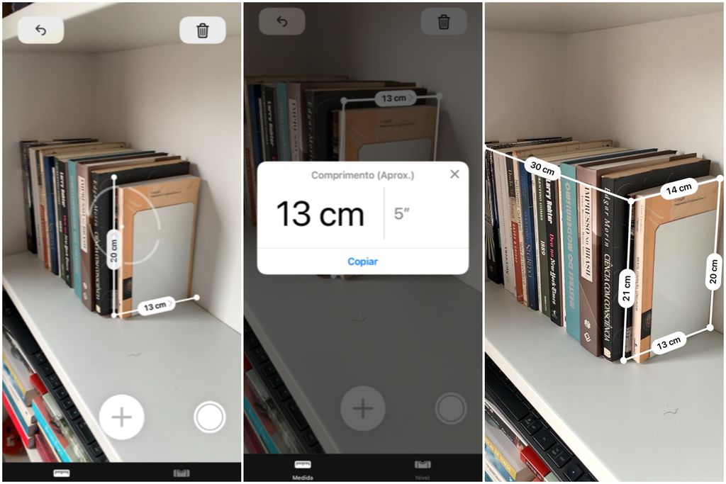 App da Apple calcula a medida de objetos e ambientes de forma simplificada (Imagem: Captura de tela/Guilherme Haas/Canaltech)