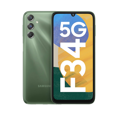 Galaxy F34 5G na cor Mystic Green (verde)