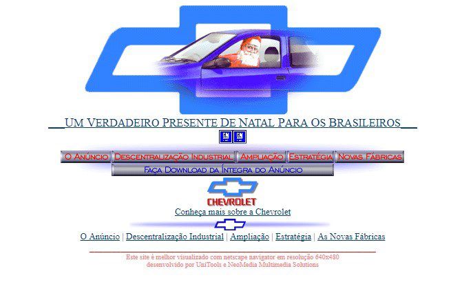 Página da Chevrolet