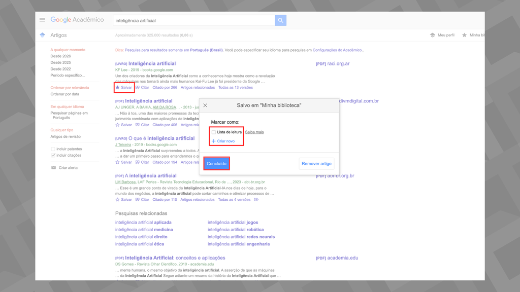 Como salvar artigos no Google Acadêmico (Imagem: Captura de tela/Canaltech)
