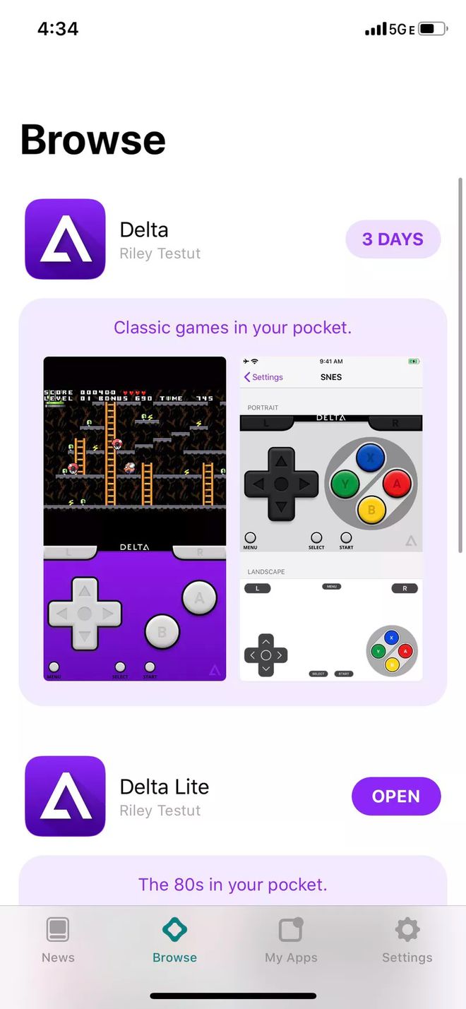 Interface do Delta, que roda jogos de diversas gerações de Nintendo / Imagem: The Verge
