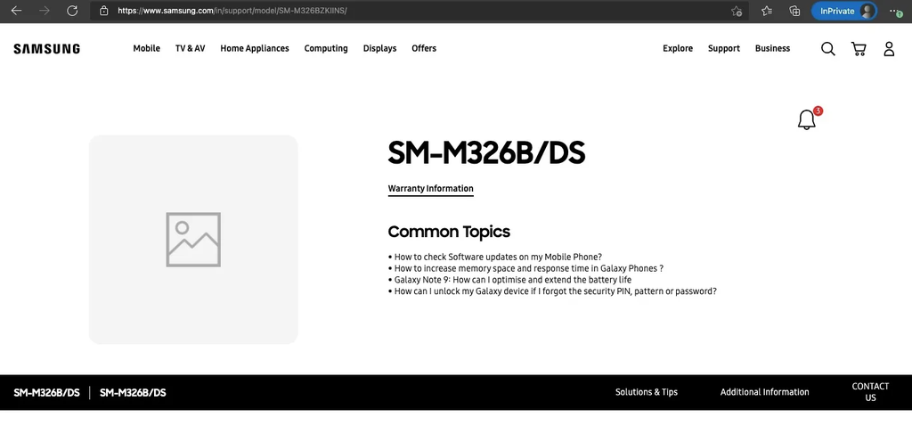 Galaxy M32 5G já aparecem em página oficial da Samsung (Imagem: Reprodução/MySmartPrice)