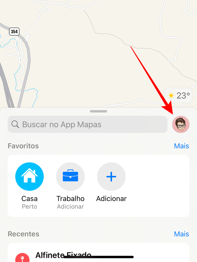 Entre nas opções pelo seu avatar do app Mapas - Captura de tela: Thiago Furquim (Canaltech)