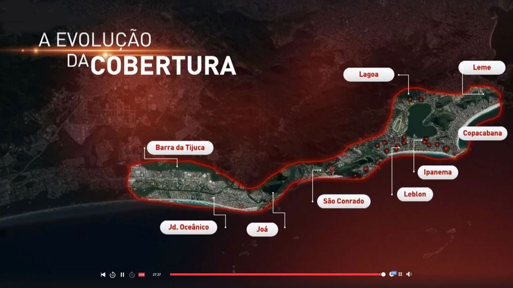 Cobertura no Rio se estenderá inicialmente do Leme à Barra (imagem: Claro/reprodução)