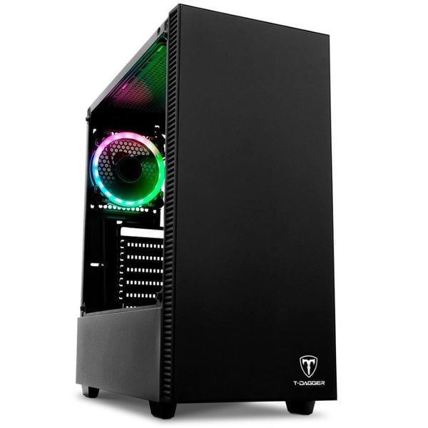 Gabinete Gamer T-Dagger Cube Black, Mid Tower, Lateral em Vidro, Preto - T-TGC305B | CUPOM