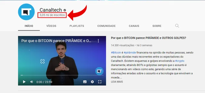 YouTube não deixará mais ocultar o número de inscritos dos canais (Imagem: Alveni Lisboa/Canaltech)