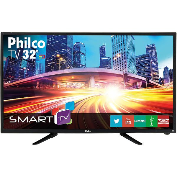 Smart TV LED 32" Philco PH32B51DSGWA HD com Conversor Digital 2 HDMI 2 USB Wi-Fi Android - Preta