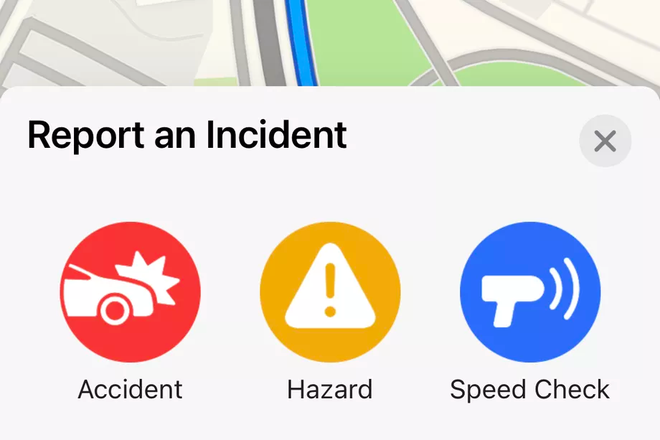 Tela de aviso de incidente no Apple Maps (Imagem: Reprodução/The Verge)