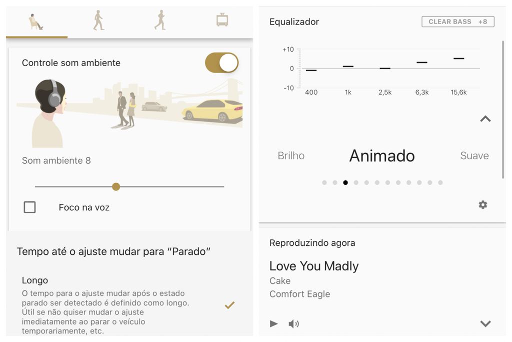 Controle adaptativo do cancelamento de ruído direto pelo app (Screenshot: Luciana Zaramela/Canaltech)