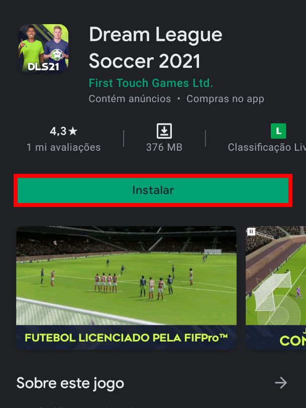 Abra a Play Store ou App Store e baixe o Dream League Soccer 2021 (Captura de tela: Matheus Bigogno/Canaltech)