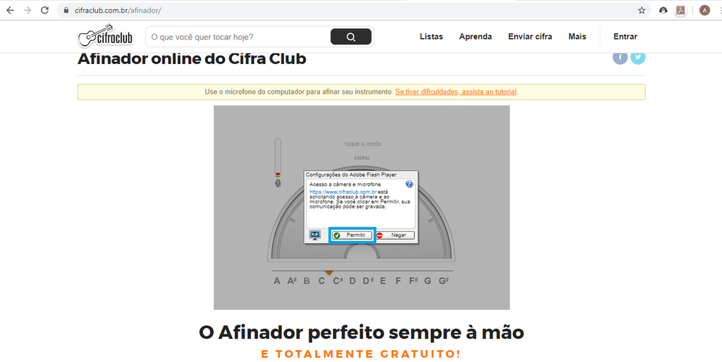 Afinador online: veja como usar o Cifra Club no PC e no celular